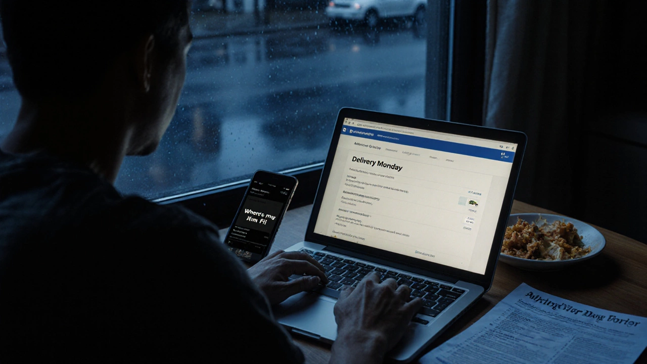 Customer disappointed by delayed delivery, seeing &#039;Delivered Monday&#039; instead of next day.