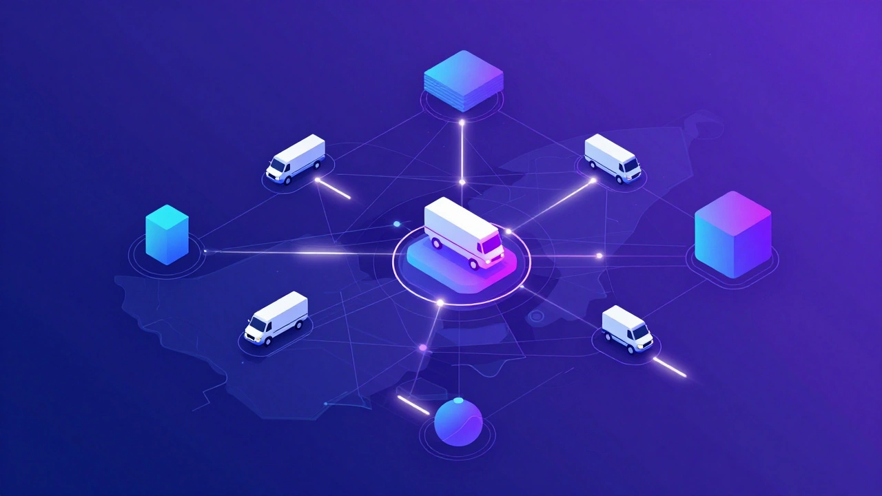 Abstract diagram of logistics network connections