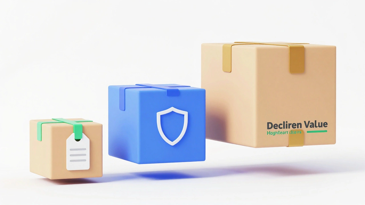 3D illustration of shipping boxes showing different insurance tiers