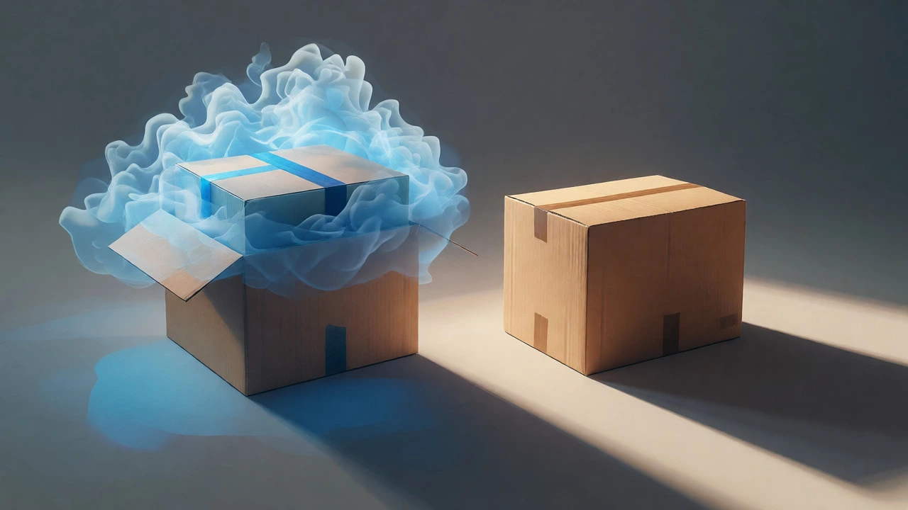 Comparison of oversized vs correctly sized shipping boxes illustrating dimensional weight